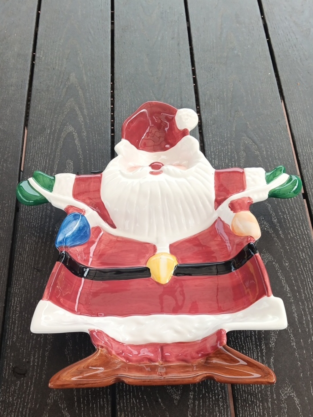 Festive Red Santa Ceramic Serving Dish - Holiday Home Decor